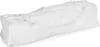 A white fabric bag with a zipper closure and handles, lying on a white background. Produktbild-Vorschau