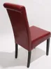 A red leather dining chair with dark legs is shown from a rear-side angle against a white background. Podgląd zdjęcia produktu