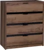 A front view of a wooden chest of drawers with black accents. Anteprima dell’immagine prodotto