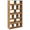 A wooden bookshelf with multiple compartments is shown against a white background. Podgląd zdjęcia produktu