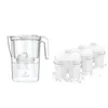 A clear, studio shot of a BWT water filter pitcher and three replacement filters against a white background. Náhled obrázku produktu