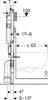 Diagram showing installation dimensions for a toilet. Náhľad obrázku produktu