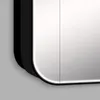 A close-up view of the corner of a black framed mirror with integrated LED lighting. Anteprima dell’immagine prodotto