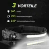 1*LED Stirnlampe, Sensorscheinwerfer USB wiederaufladbar Produktbild-Vorschau 11