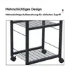 A close-up view of a black metal multi-tiered rolling cart with wire shelves. Produktbild-Vorschau