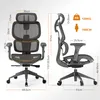 A diagram showing the dimensions of an ergonomic office chair. Podgląd zdjęcia produktu