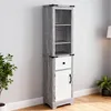 Hochschrank multifunktional 39,5x29,5x160 cm Weiss Grau mit Produktbild-Vorschau 2