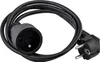 A black power extension cord with a European plug and socket. Podgląd zdjęcia produktu