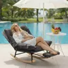 Fauteuil à bascule en velours côtelé (gris) avec dossier Voir les images du produit 7