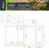 A diagram and specification table for a grow tent. Produktbild-Vorschau