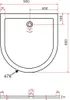 Technical drawing with dimensions of a shower tray. Produktbild-Vorschau