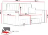 A diagram of a sofa with dimensions indicated by red lines and text. Náhled obrázku produktu