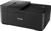 A black Canon PIXMA TR4550 printer is shown from a slightly elevated front-left angle against a white background. Podgląd zdjęcia produktu
