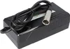 A black electric bike battery charger with a black cable and a silver connector. Náhľad obrázku produktu