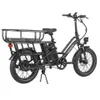 A black electric bicycle with a cargo rack and a child seat is shown against a white background. Náhled obrázku produktu