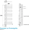 Technical drawing of a radiator with dimensions and specifications. Náhled obrázku produktu