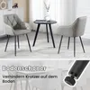 A set of dining chairs and a small table in a room, with a close-up of a chair leg and text overlay at the bottom. Produktbild-Vorschau