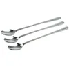 Three long cocktail spoons are arranged diagonally on a white background. Podgląd zdjęcia produktu
