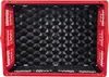 Top-down view of an empty red and black foldable storage crate. Produktbild-Vorschau