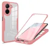 A pink and clear phone case is shown from two angles, one showing the case on its own and the other showing it with a phone inside. Produktbild-Vorschau