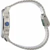 A side view of a silver Tommy Hilfiger watch with a blue button. Produktbild-Vorschau