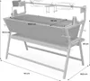 A diagram of a stainless steel electric spit with dimensions. Produktbild-Vorschau