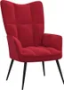 A red velvet armchair with black legs on a white background. Náhled obrázku produktu