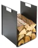 A black metal firewood rack filled with logs, presented against a white background. Produktbild-Vorschau
