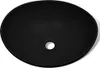 vidaXL Lavabo in Vetroceramica ovale nero 40 x 33 cm Anteprima dell’immagine prodotto 8