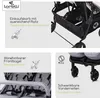 Collage of images showing features of a twin stroller. Produktbild-Vorschau