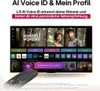 A television screen displaying a scene from a movie, with a remote control in the foreground. Produktbild-Vorschau
