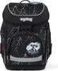 A black ergobag backpack with a lightning bolt pattern and a character patch. Náhled obrázku produktu