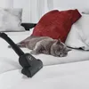 A cat sleeping on a sofa next to a vacuum cleaner. Produktbild-Vorschau