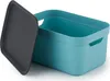 A teal storage box with a gray lid is shown on a white background. Produktbild-Vorschau