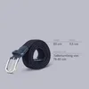 A coiled dark blue braided belt with a silver buckle is shown next to a size chart. Anteprima dell’immagine prodotto