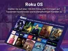 A marketing image showcasing the Roku OS interface on a screen, displaying various streaming service logos and movie posters. Náhled obrázku produktu