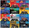 A collage of 12 different Hot Wheels monster trucks, each with its name and stats displayed. Náhľad obrázku produktu