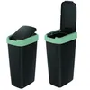 Two black trash cans with green rims and lids, shown from different angles. Anteprima dell’immagine prodotto