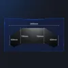 A diagram showing the dimensions of a gaming desk. Produktbild-Vorschau