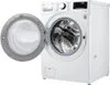 A white LG front-loading washing machine with the door open, showing the drum. Voir les images du produit