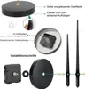Diagram showing the parts and installation steps for a 3D wall clock. Produktbild-Vorschau