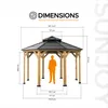 A diagram showing the dimensions of a gazebo with a silhouette of a person for scale. Produktbild-Vorschau