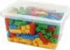 A clear plastic tub filled with colorful building blocks. Náhľad obrázku produktu