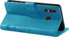 A blue flip case for a Huawei P30 Lite phone, shown from the side with the phone inserted. Produktbild-Vorschau