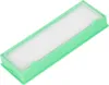 A single vacuum cleaner filter with a green plastic frame and a white pleated filter element, shown at an angle on a white background. Produktbild-Vorschau