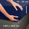 Famanu Spannbettlaken 140 x 200 cm - Marineblau, 100% Produktbild-Vorschau 5
