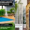 A split image showing an outdoor shower next to a pool on the left and a similar shower against a stone wall on the right. Náhled obrázku produktu