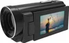 A black camcorder is shown from a diagonal angle, with its screen displaying a scene of a person splashing in water. Anteprima dell’immagine prodotto