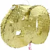 Piniata cyfra 60 metaliczna złota foliowa 50x50cm Podgląd zdjęcia produktu 1