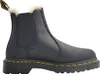 A black Dr. Martens boot with a white fur lining. Produktbild-Vorschau